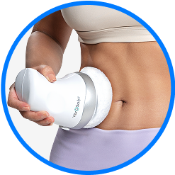VIBROBUFF Uso del dispositivo Vibro Sculpt en el abdomen para reducir y reafirmar.