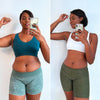 Transformación antes y después en cintura, abdomen y brazos tras uso de Vibro Sculpt